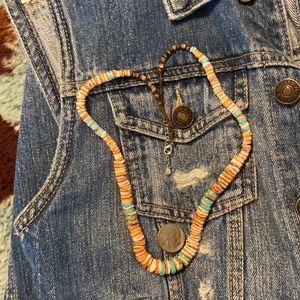 🎉SALE🎉Native American Orange&white spiny oyster shell and turquoise heishi